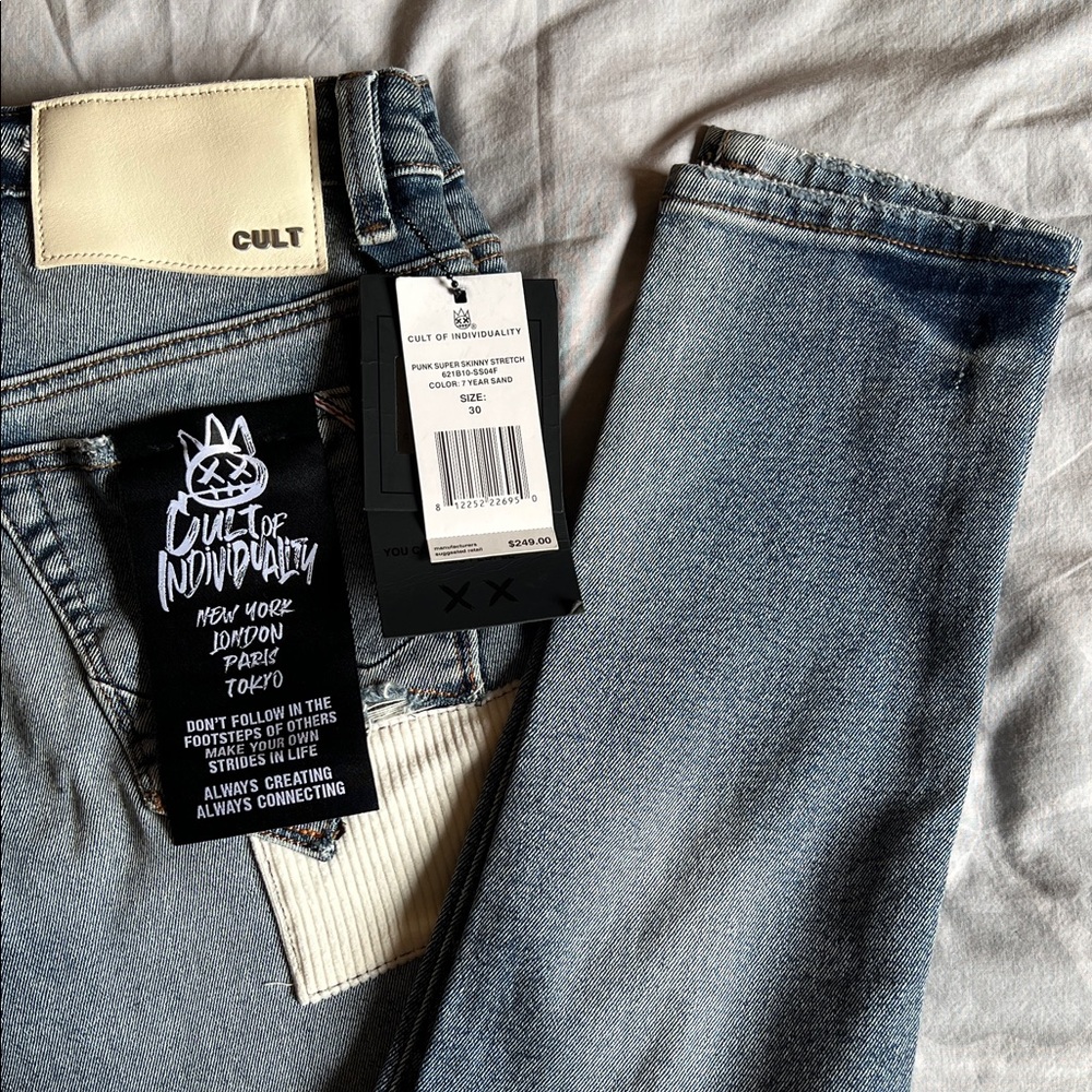 Cult of Individuality Men’s Blue Patchwork Distressed Jeans - Picture 4 of 4